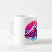 Synthwave Mountain Mug – Retro Sunset Coffee Cup コーヒーマグカップ (正面左)