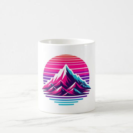 Synthwave Mountain Mug – Retro Sunset Coffee Cup コーヒーマグカップ (中央)