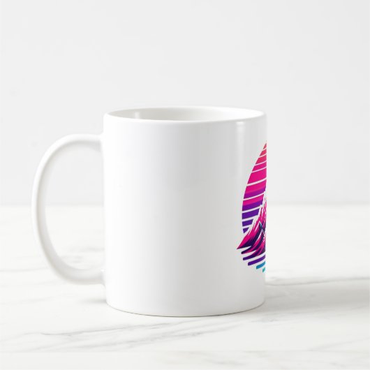 Synthwave Mountain Mug – Retro Sunset Coffee Cup コーヒーマグカップ (左)