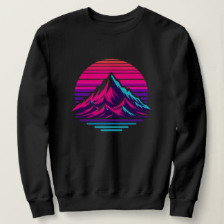 Synthwave Mountain Sweatshirt – Retro Sunset Stree スウェットシャツ