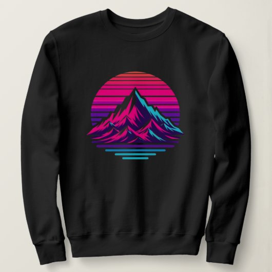 Synthwave Mountain Sweatshirt – Retro Sunset Stree スウェットシャツ (デザイン正面)