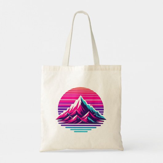 Synthwave Mountain Tote Bag – Retro Sunset Vibes トートバッグ (裏面)