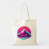 Synthwave Mountain Tote Bag – Retro Sunset Vibes トートバッグ (正面)