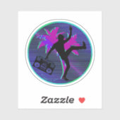 Synthwave neon Boomboxラウンドステッカー80s |ロゴ シール (シート)