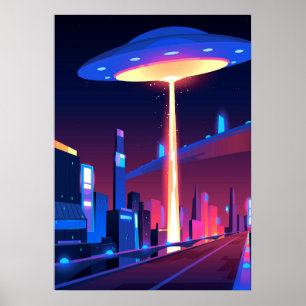 Synthwave Neon City: UFO ポスター
