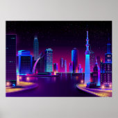 Synthwave Neon City ⛔ Vector art ポスター (正面)