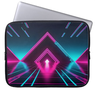 Synthwave Neon Pyramid Tunnel Glowing Cyberpunk ラップトップスリーブ