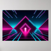 Synthwave Neon Tunnel Glowing Pyramid Abstract ポスター (正面)