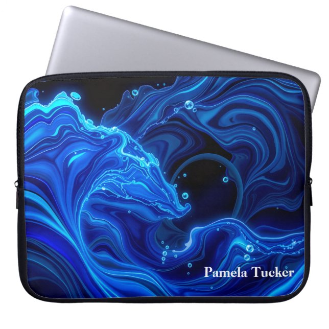 Synthwave Neon Wave Aesthetic Large ラップトップスリーブ (正面)