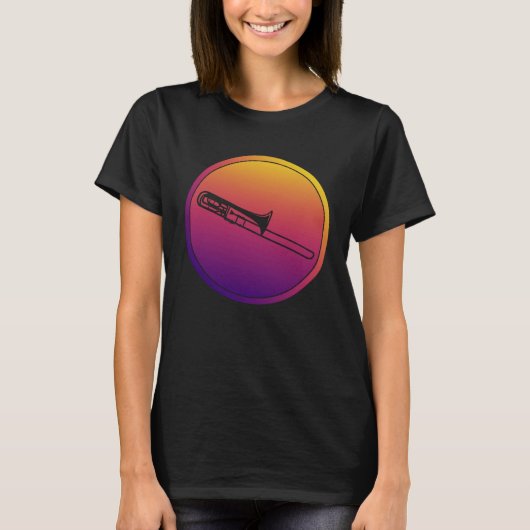 Synthwave Orchestra Instrument Retrowave Trombone  Tシャツ (正面)