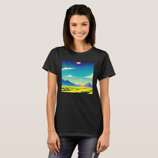 Synthwave outrun retrowave futuresynth sci fi  15 tシャツ (正面フル)