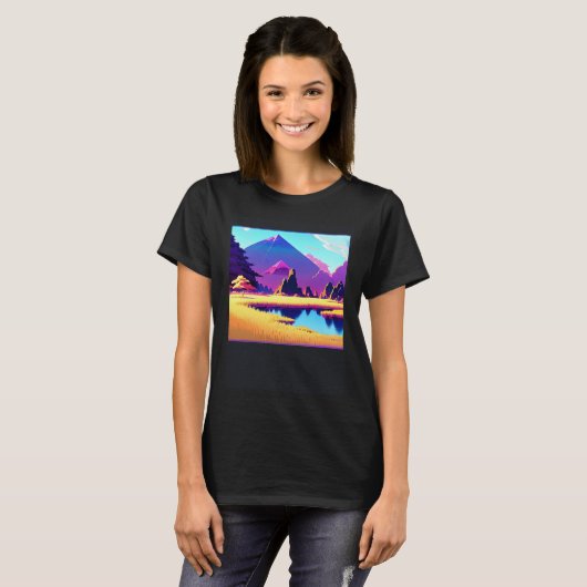 Synthwave outrun retrowave futuresynth sci fi  40 tシャツ (正面フル)
