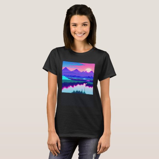 Synthwave outrun retrowave futuresynth sci fi  54 tシャツ (正面フル)