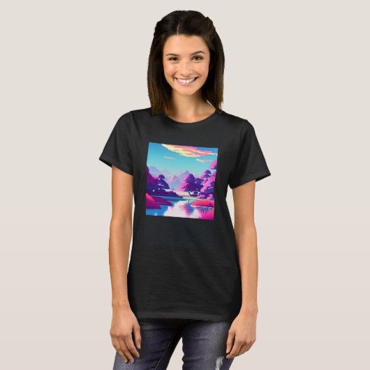 Synthwave outun retrowave futuresynth sci fi 10 tシャツ (正面フル)