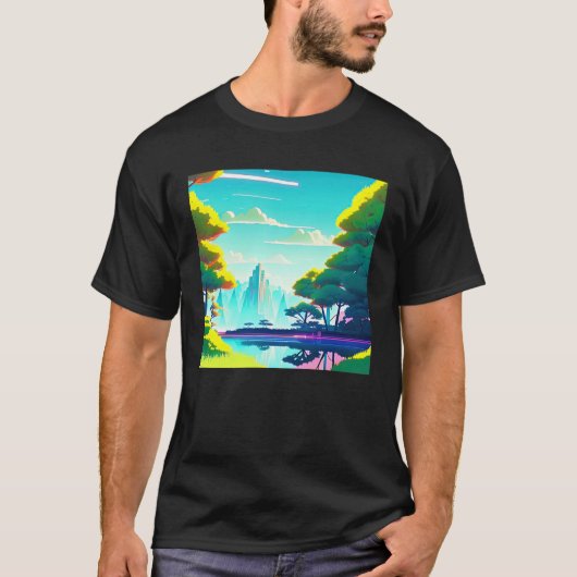 Synthwave outun retrowave futuresynth sci fi 21 tシャツ (正面)