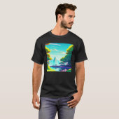Synthwave outun retrowave futuresynth sci fi 21 tシャツ (正面フル)