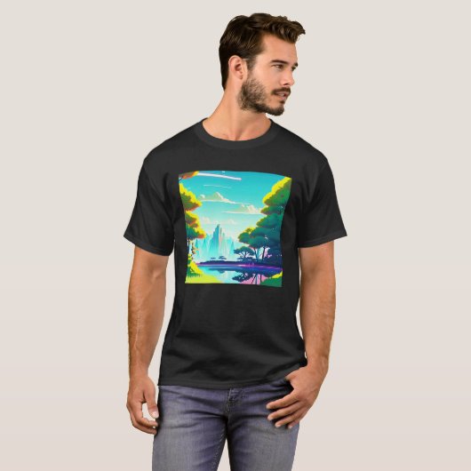 Synthwave outun retrowave futuresynth sci fi 21 tシャツ (正面フル)