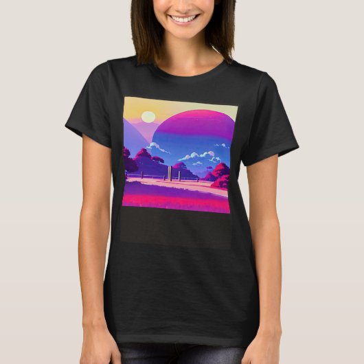Synthwave outun retrowave futuresynth sci fi 23 tシャツ (正面)