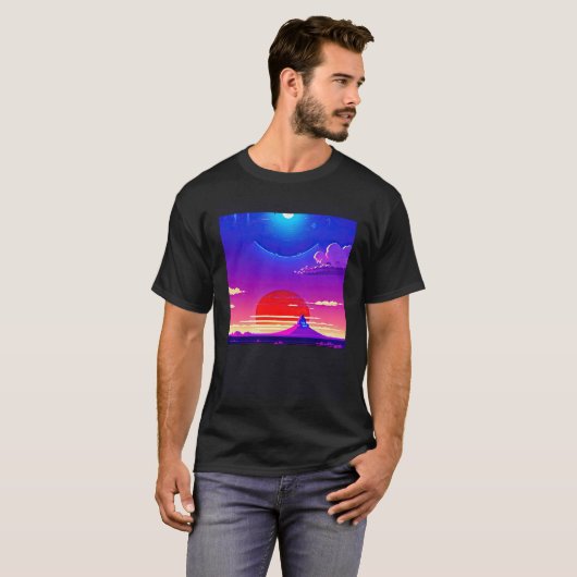 Synthwave outun retrowave futuresynth sci fi 30 tシャツ (正面フル)