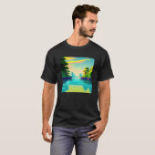 Synthwave outun retrowave futuresynth sci fi 3 tシャツ (正面フル)