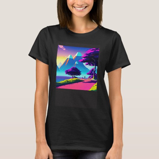 Synthwave outun retrowave futuresynth sci fi 46 tシャツ (正面)