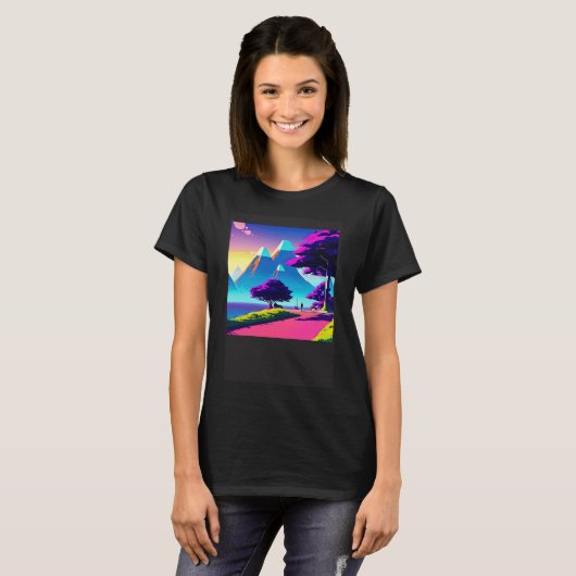Synthwave outun retrowave futuresynth sci fi 46 tシャツ (正面フル)