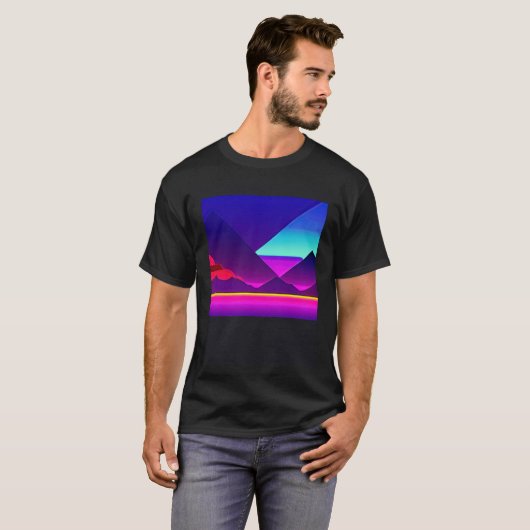 Synthwave outun retrowave futuresynth sci fi 50 tシャツ (正面フル)