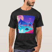 Synthwave outun retrowave futuresynth sci fi 5 tシャツ (正面)