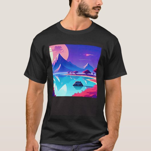 Synthwave outun retrowave futuresynth sci fi 5 tシャツ (正面)