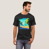Synthwave outun retrowave futuresynth sci fi 74 tシャツ (正面フル)