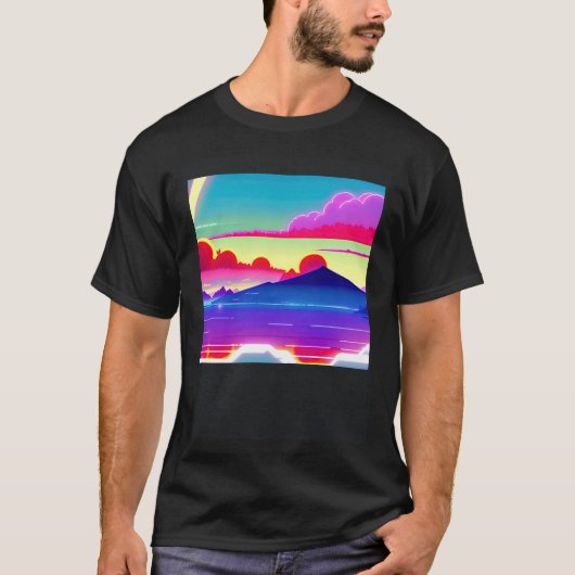 Synthwave outun retrowave futuresynth sci fi 79 tシャツ (正面)