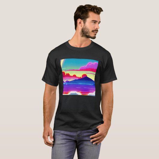 Synthwave outun retrowave futuresynth sci fi 79 tシャツ (正面フル)
