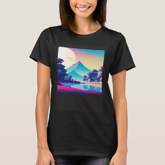 Synthwave outun retrowave futuresynth sci fi 8 tシャツ (正面)
