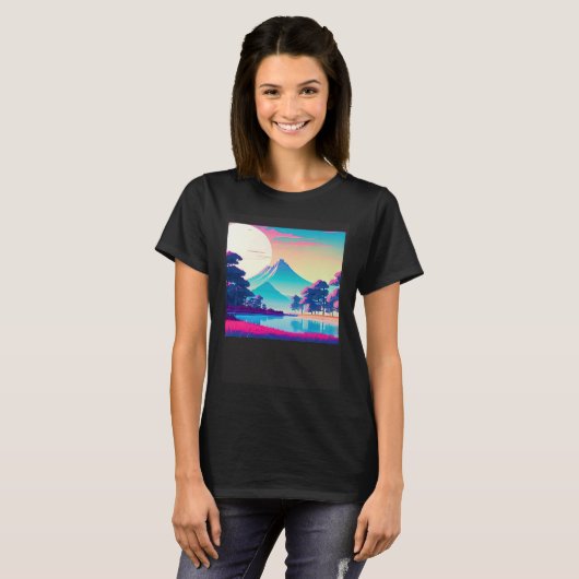 Synthwave outun retrowave futuresynth sci fi 8 tシャツ (正面フル)