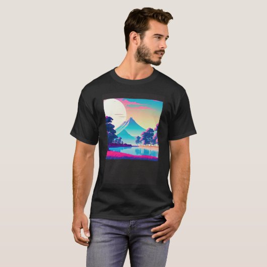 Synthwave outun retrowave futuresynth sci fi 8 tシャツ (正面フル)