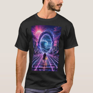 Synthwave Portal — Chrome Horizon T-Shirt Tシャツ