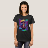 Synthwave Retrowave Pirate Skull Colorful Sunset G Tシャツ (正面フル)