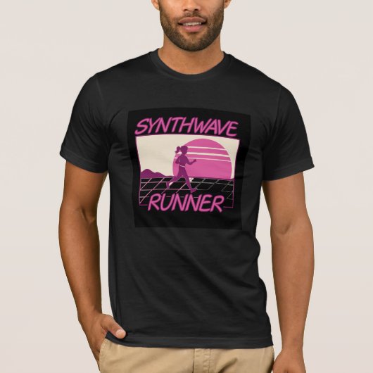 Synthwave Runner -レトロ未来のネオンTシャツ Tシャツ (正面)