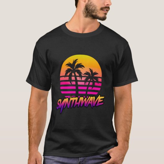 Synthwave Shirts -男性へ Synth Wave T-shirt - Syn Tシャツ (正面)