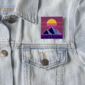 Synthwave sunset over pyramids pixel art Button 缶バッジ (インサイチュ)