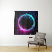 Synthwave Vaporwave Retrowave Glitch Circle with b タペストリー (インサイチュ(横))