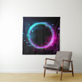 Synthwave Vaporwave Retrowave Glitch Circle with b タペストリー (インサイチュ)