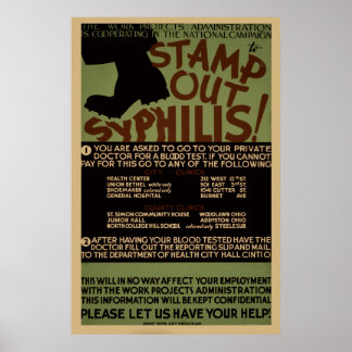 SyphilisヴィンテージWPA Health Posterをスタンプアウト ポスター
