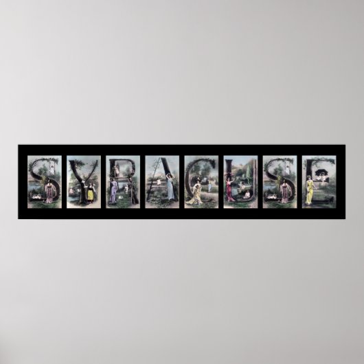 SYRACUSEヴィンテージアルファベット文字名アート ポスター (正面)