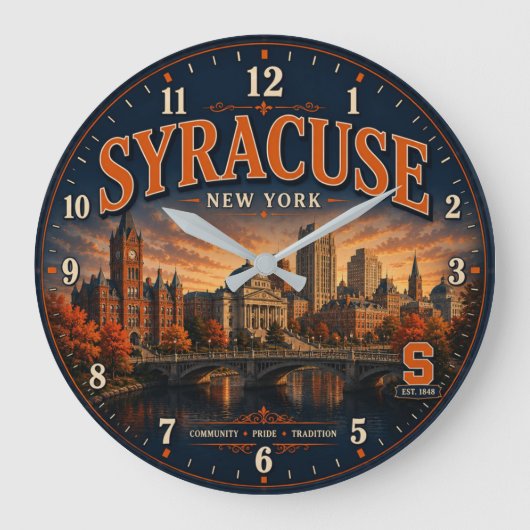 Syracuse New York ラージ壁時計 (正面)