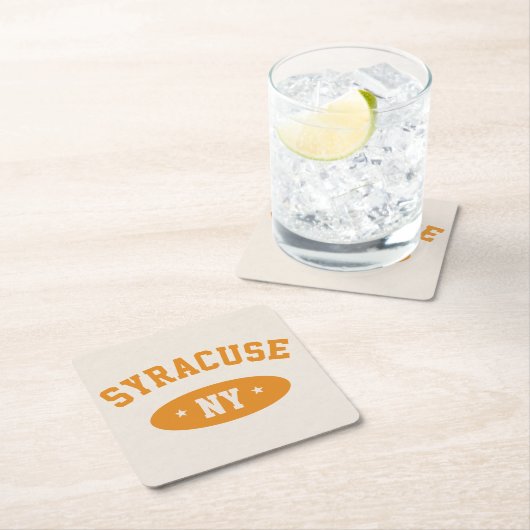 Syracuse, NY Retro Athletic-Style Paper Coasters スクエアペーパーコースター (インサイチュ)