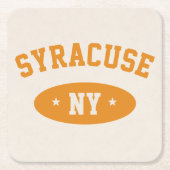 Syracuse, NY Retro Athletic-Style Paper Coasters スクエアペーパーコースター (正面)