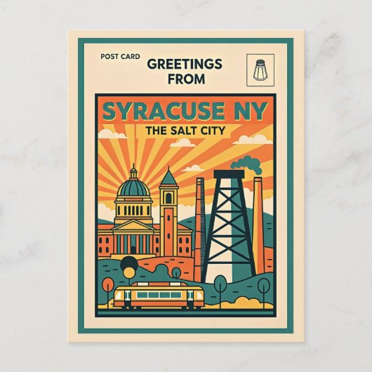 Syracuse NY The Salt City Retro  ポストカード (正面)