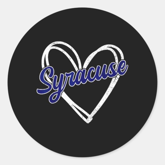 Syracuse Vintage Heart Kid Men Women ラウンドシール (正面)