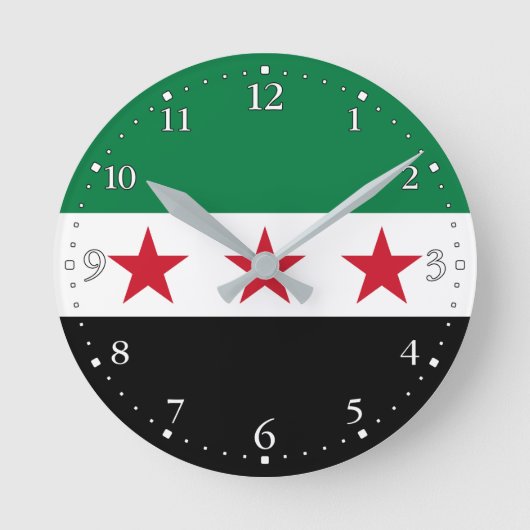 Syria Flag ラウンド壁時計 (正面)